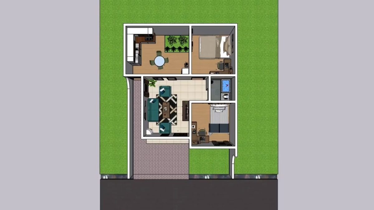 Small House Plan 7x10 Meter Home Design 23x33 Feet 2 Beds 1 bath