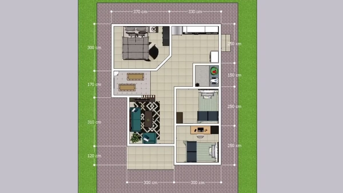Small House Plan 7x9 Meter 23x30 Feet 3 Beds 1 bath