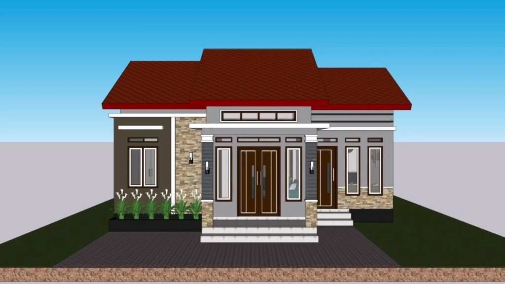 Small House Plan 9x8 Meter 30x26 Feet 3 Beds 1 bath - House Plans 3D