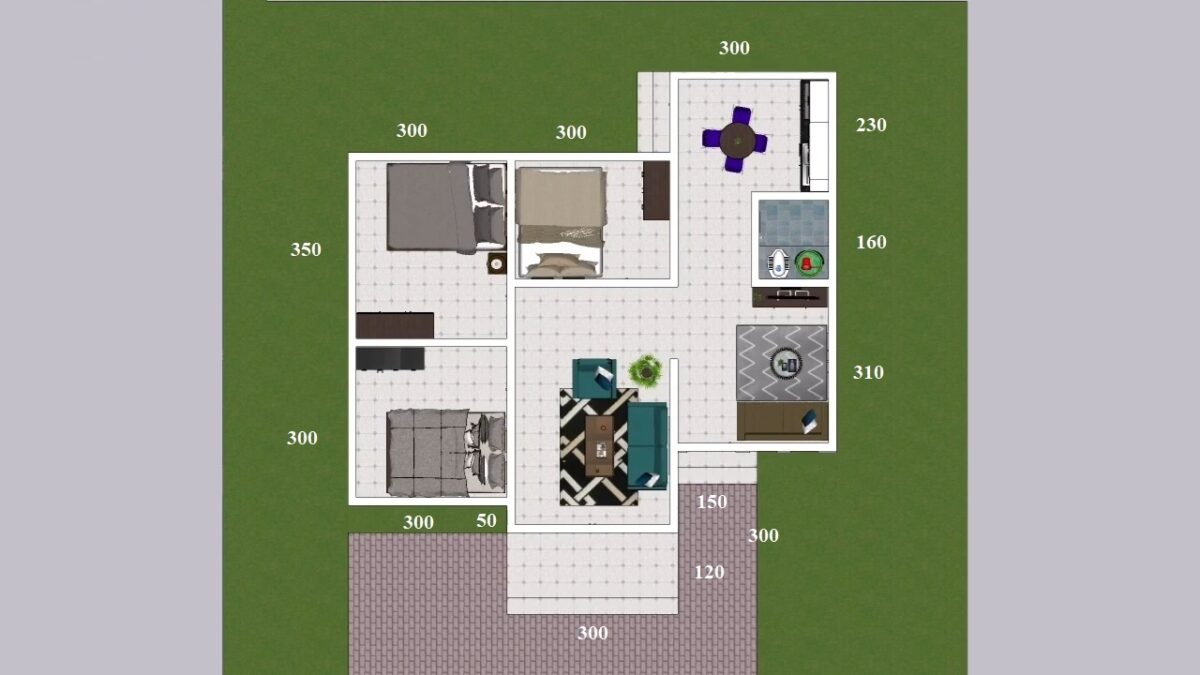 Small House Plan 9x8 Meter 30x26 Feet 3 Beds 1 bath