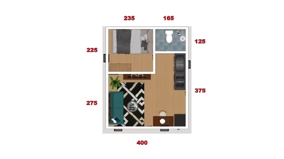 Small House Plan 5x6 Meter Home Design 17x20 Feet 1 Bed 1 bath PDF Full Plan