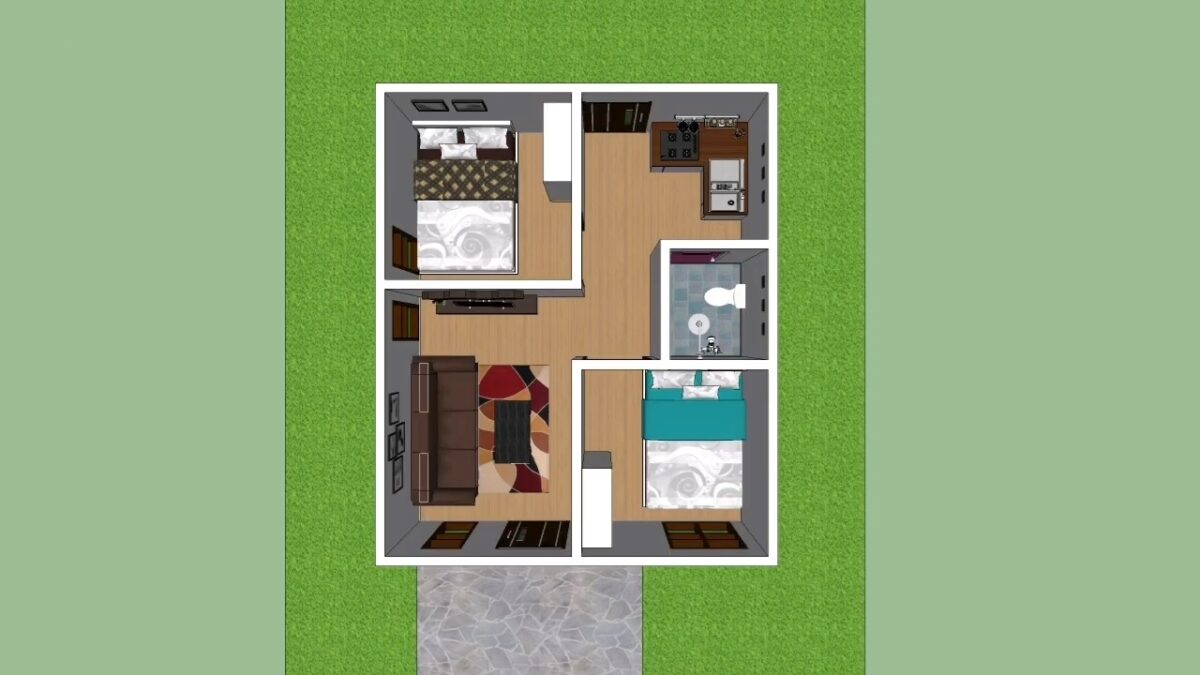 Small House Plans 5x6 Meter Home Design 17x20 Feet 2 Beds 1 bath