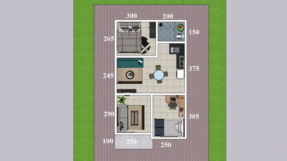 Small House Design 5x9 Meter Home Design 17x30 Feet 2 Beds 1 bath