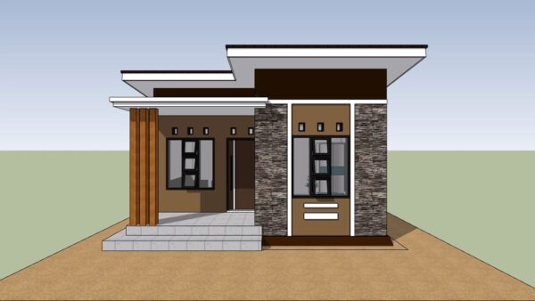 Small House Plan 20x23 Feet Home Design 6x7 Meter 2 Beds 1 bath