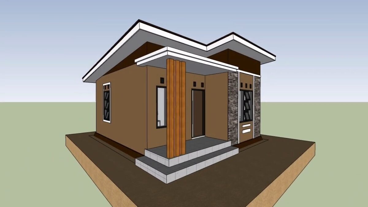 Small House Plan 20x23 Feet Home Design 6x7 Meter 2 Beds 1 bath