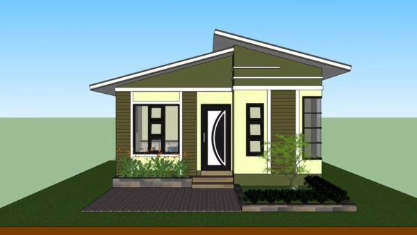 Small Simple House 20x20 Feet Home Design 6x6 Meter 2 Beds 1 bath PDF Full Plan