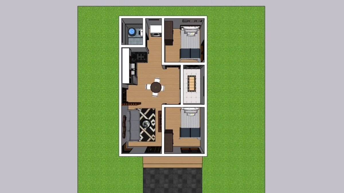 Small Simple House 5x9 Meter Home Plan 17x30 Feet 2 Bed 1 bath 45 sqm PDF Full Plan