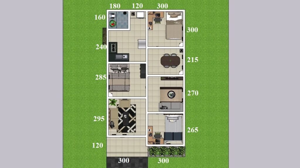 Small Simple House 6x11 Meter Home Plan 20x36 Feet 3 Bed - House Plans 3D