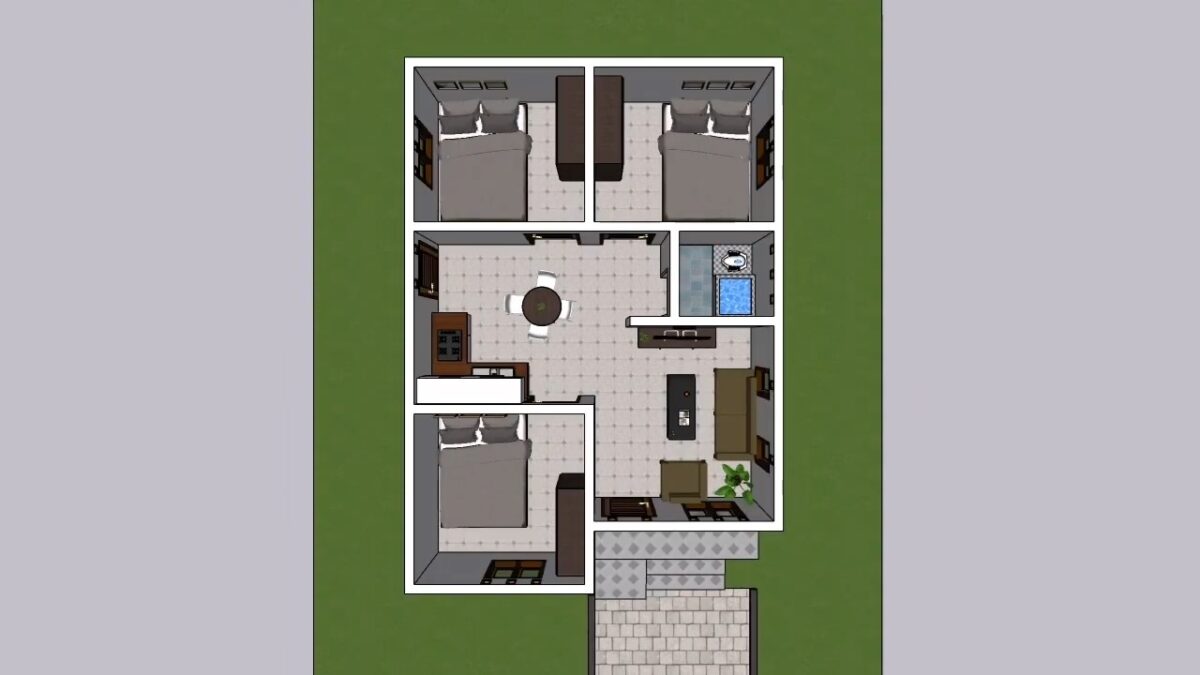 Small Simple House Plans 6x8 Meter Home Plan 20x6 Feet 2 Bed 1 bath 48 sqm PDF Full Plan