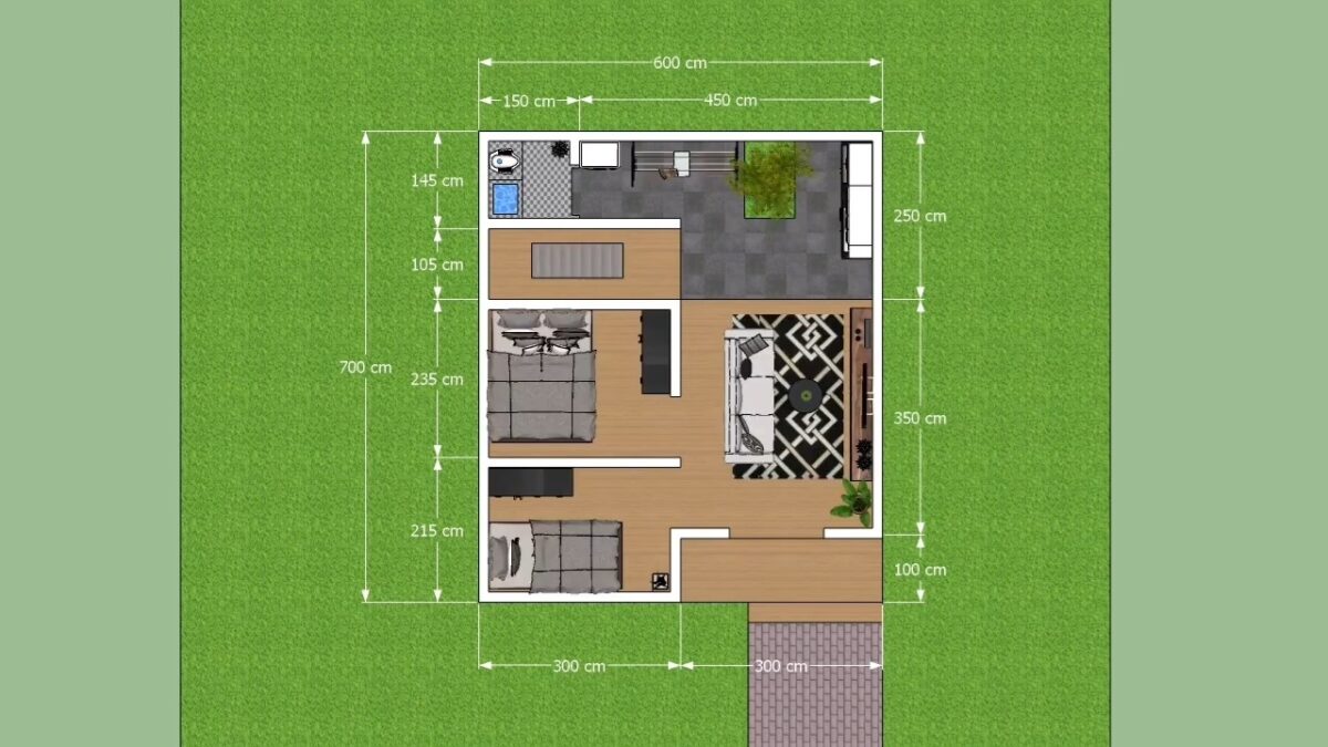 Tiny House Plans 6x7 Meter Home Design 20x23 Feet 2 Beds 1 bath