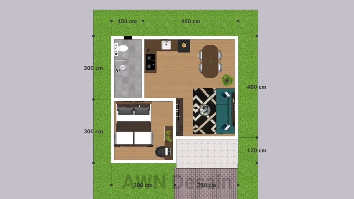 20x20 Small House Design 6x6 Meter 1 Bed 1 Bath
