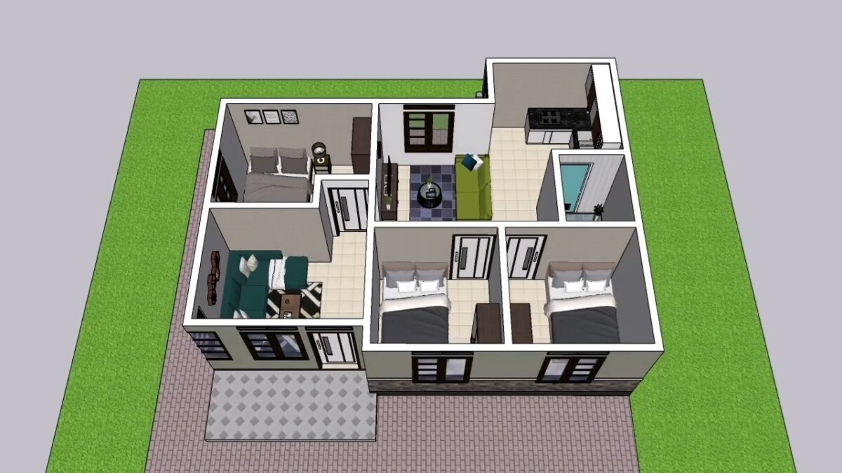 Simple House Design 11x10 Meter Home Plan 36x33 Feet 3 Bed 1 bath 110 sqm PDF Full Plan layout