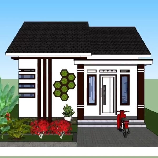 Simple House Design 6x7 Meter House Plan 20x23 Feet 2 Bed 1 bath PDF Full Plan 1