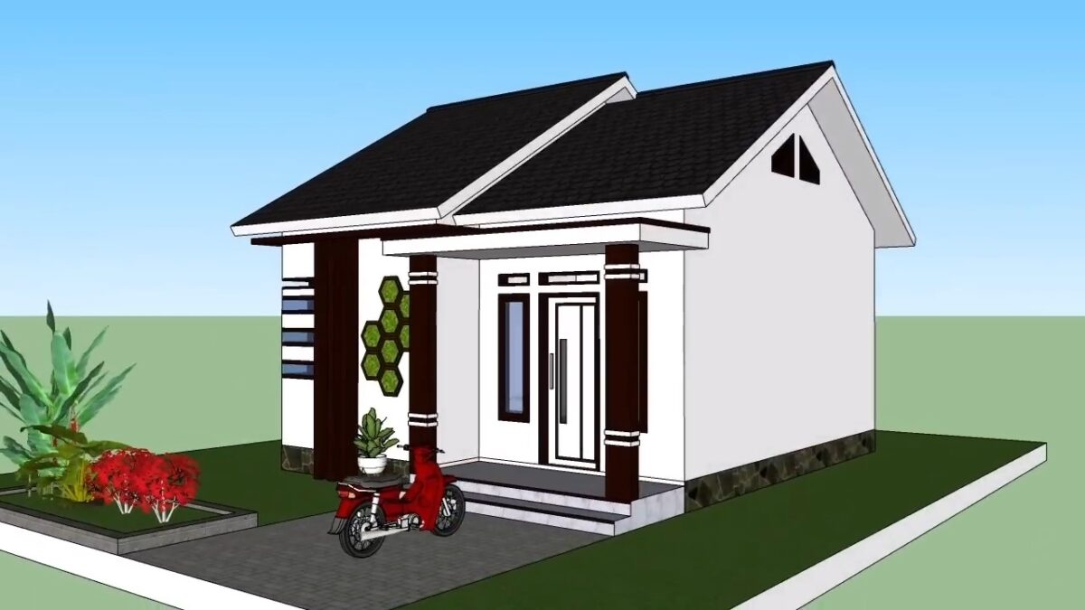 Simple House Design 6x7 Meter House Plan 20x23 Feet 2 Bed 1 bath PDF Full Plan 2