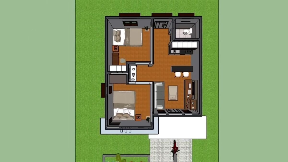 Simple House Design 6x7 Meter House Plan 20x23 Feet 2 Bed 1 bath PDF Full Plan