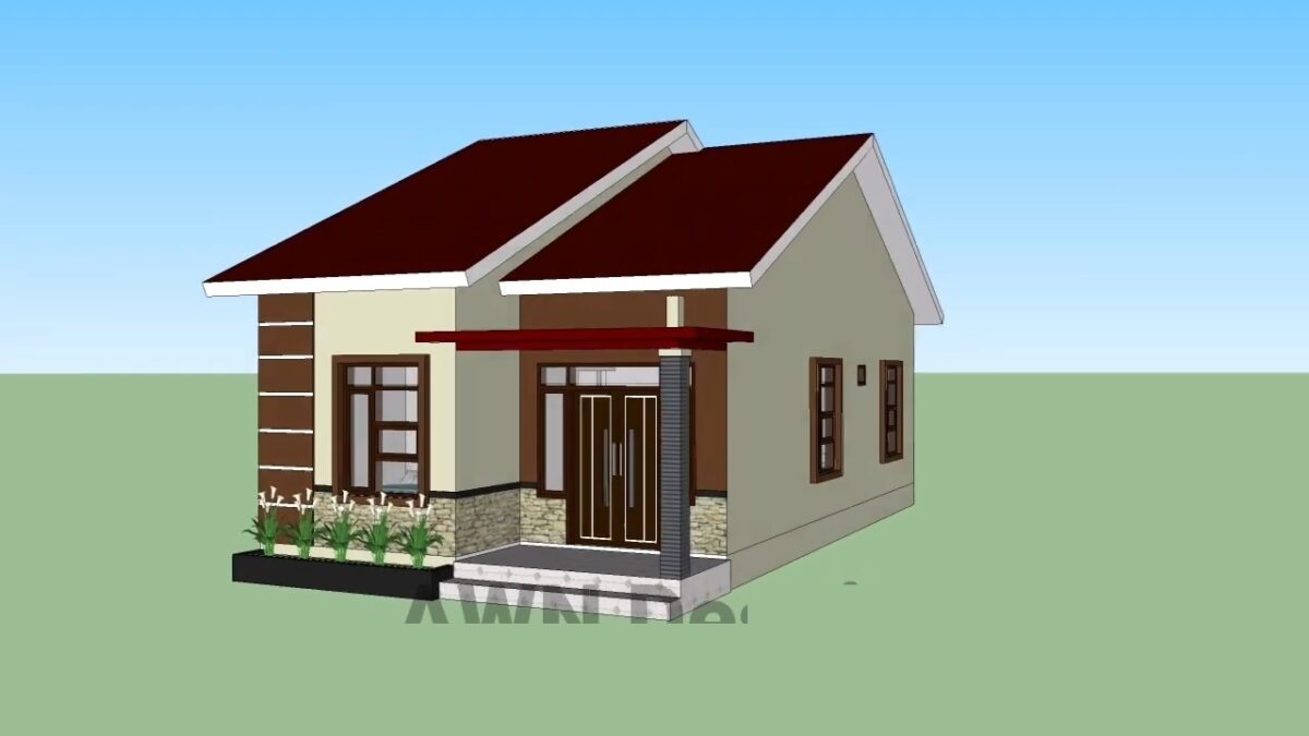 Simple House Design 7x12 Meter Home Plan 23x39 Feet 4 Beds 2 bath PDF Full Plan