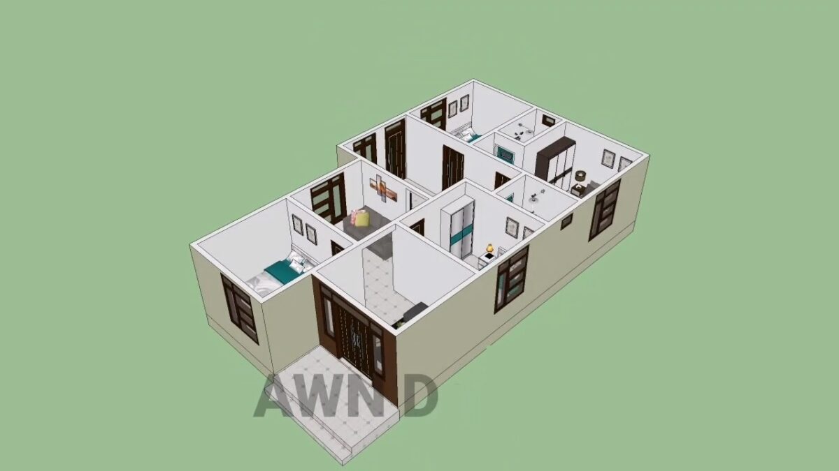 Simple House Design 7x12 Meter Home Plan 23x39 Feet 4 Beds 2 bath PDF Full Plan