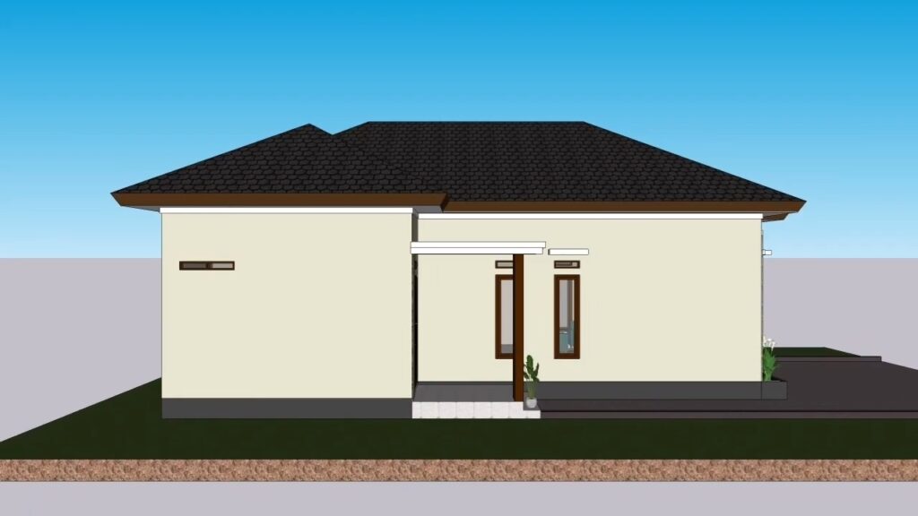 Simple House Design 8x12 Meter Home Plan 26x39 Feet 3 Beds - House Plans 3D