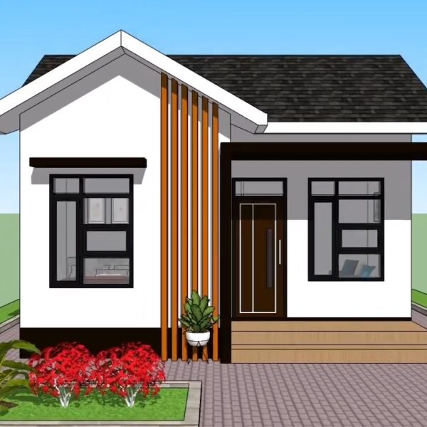 Simple House Plan 6x6 Meter Home Design 20x20 Feet 2 Bed 1 bath 36sqm PDF Full Plan 1