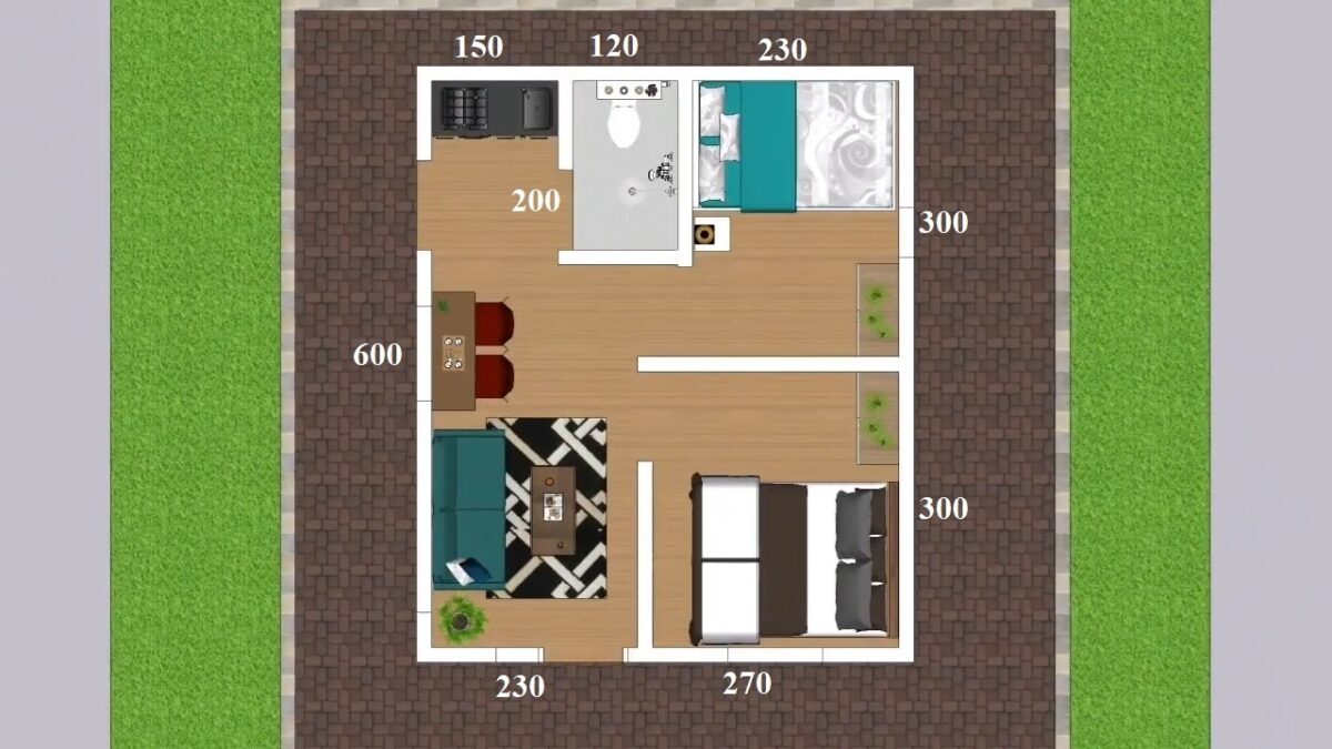 Small House Design 5x6 Meter Home Plan 17x20 Feet 2 Beds 1 bath PDF Full Plan