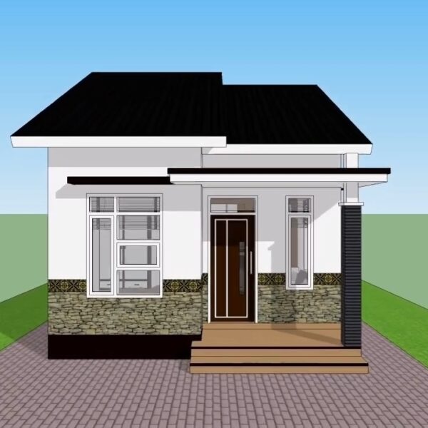 Small House Design 5x7 Meter Simple Plan 17x23 Feet 2 Bed 1 bath 35sqm Full detailing plan