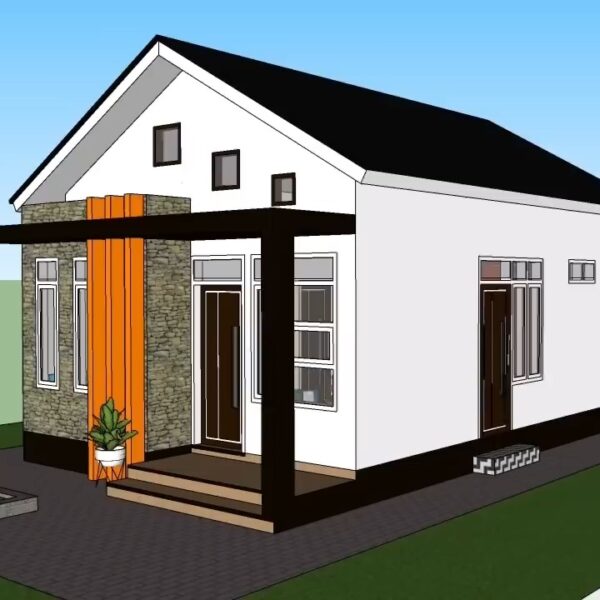 Small House Plan 5x7 Meter Simple Design 17x23 Feet 2 Beds 1 bath 35sqm Full detailing plan