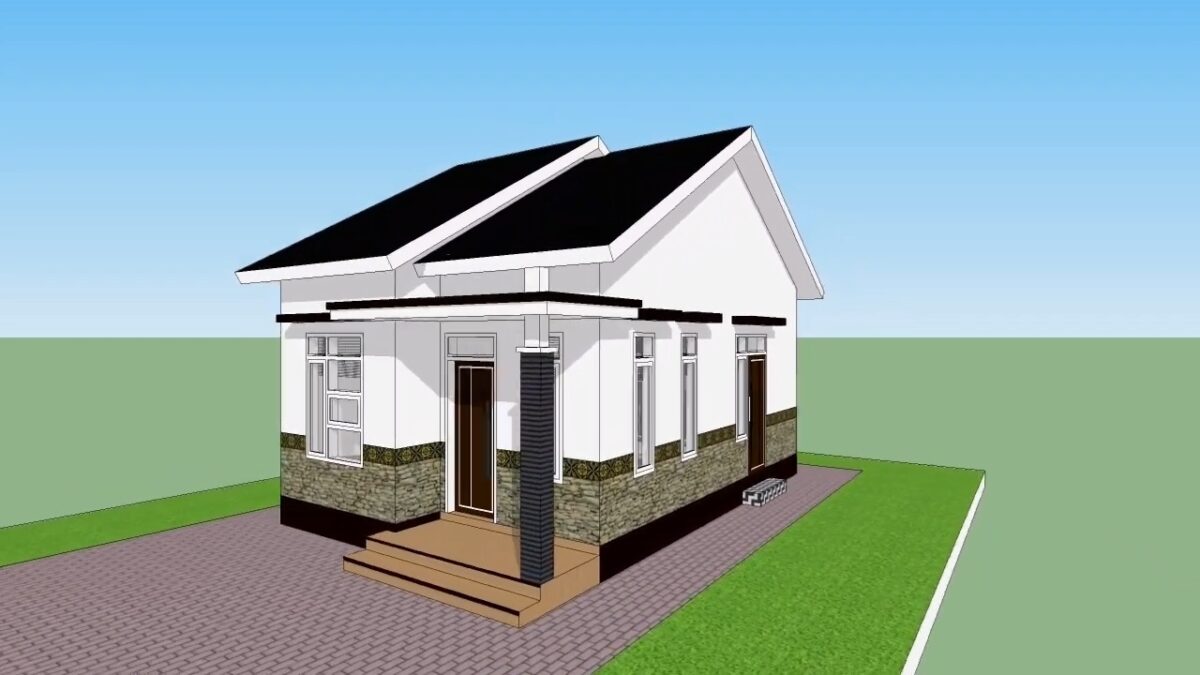 Small House Design 5x7 Meter Simple Plan 17x23 Feet 2 Bed 1 bath 35sqm Full detailing plan