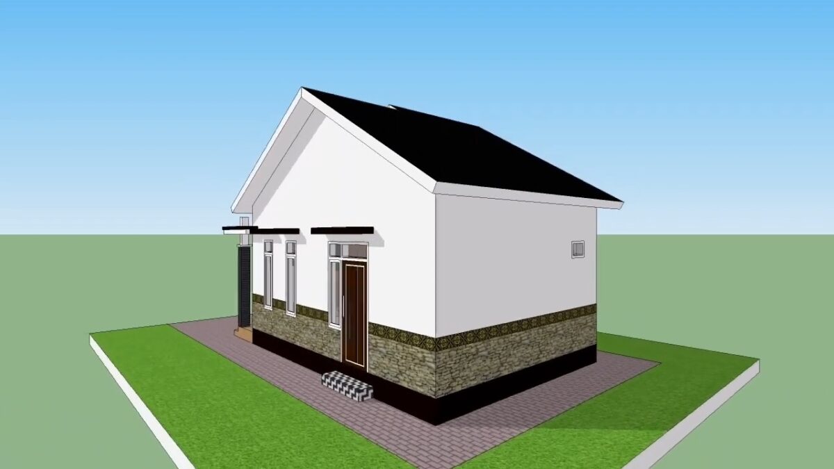 Small House Design 5x7 Meter Simple Plan 17x23 Feet 2 Bed 1 bath 35sqm Full detailing plan