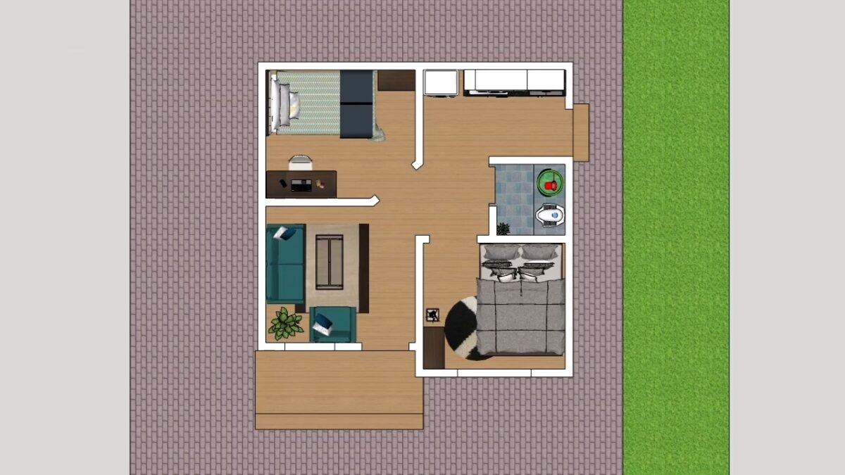 Small Simple House 20x20 Feet Home Design 6x6 Meter 2 Beds 1 bath PDF Full Plan