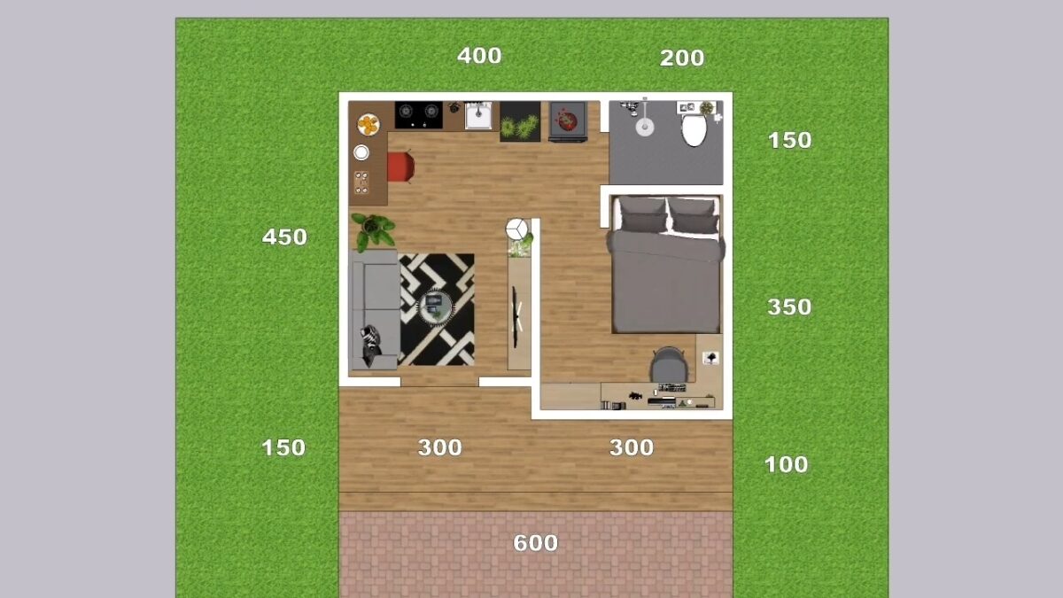 Small House Design 6x6 Meter Home Design 20x20 Feet 1 Bed 1 bath 36sqm PDF Full Plan