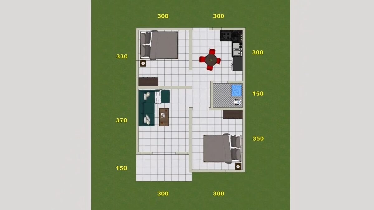 Small Modern House 20x26 Feet Home Design 6x8 Meter 2 Beds 1 bath PDF Full Plan