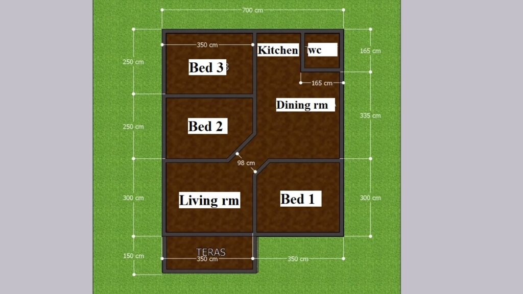 Small House Design 7x9 Meter Home Plan 23x29 Feet 3 Beds - House Plans 3D
