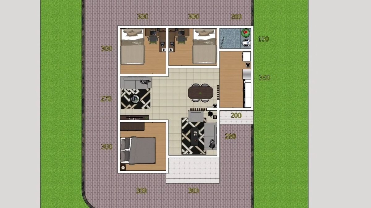 Small House Design 8x9 Meter Home Plan 26x30 Feet 3 Beds 1 bath 72sqm PDF Full Plan
