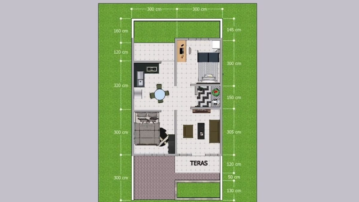 Small House Plan 6x12 Meter Home Design 20x39 Feet 2 Beds 1 bath PDF Full Plan layout