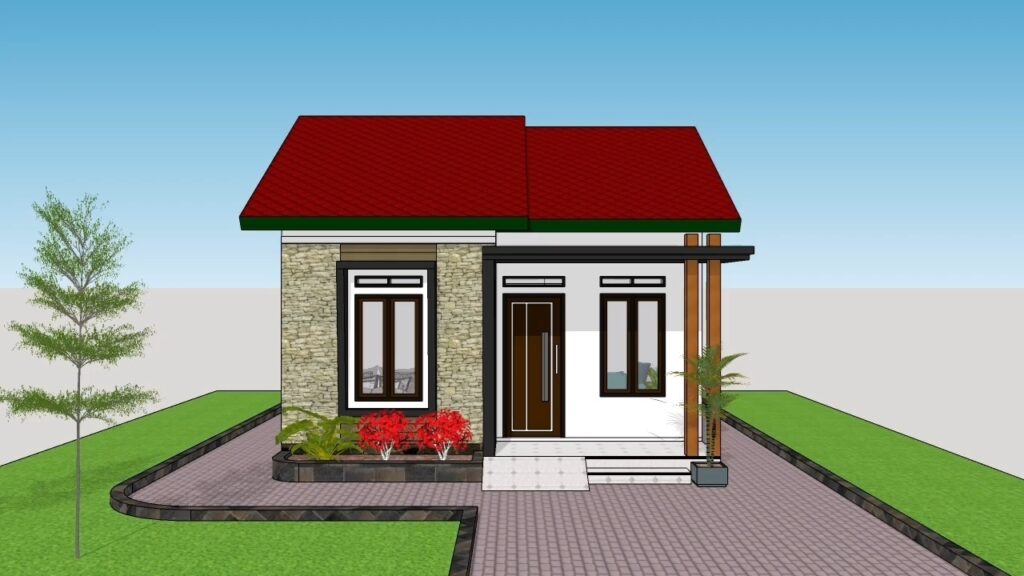 House plans 3d 8x11 with 4 bedrooms - House Plans 3D