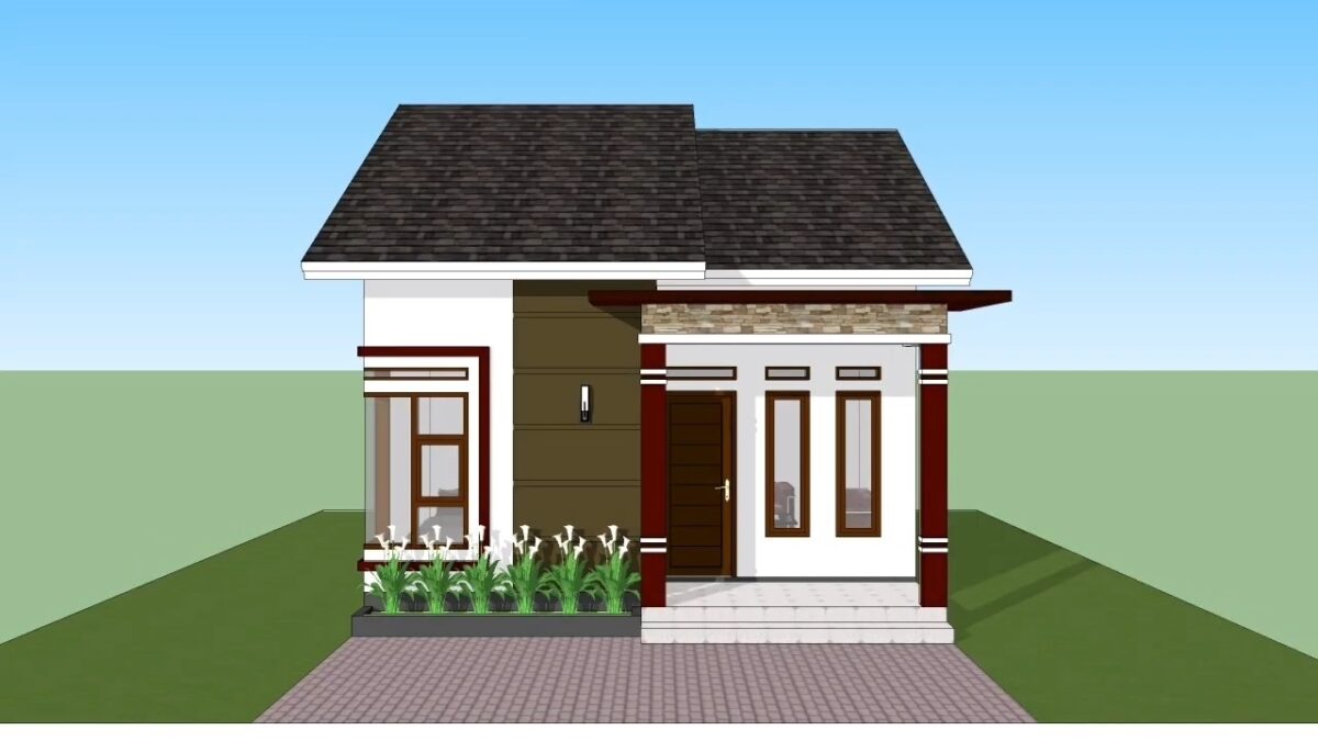 Small House Plan 6x8.5 Meter Home Design 20x28 Feet 2 Beds 1 bath PDF Full Plan 1