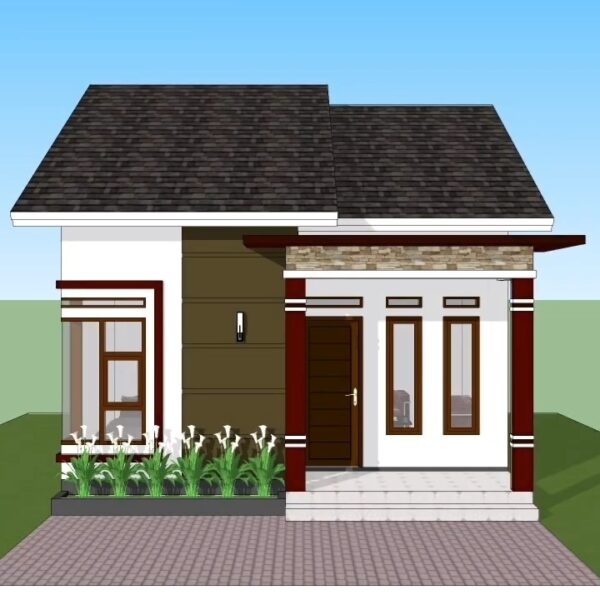 Small House Plan 6x8.5 Meter Home Design 20x28 Feet 2 Beds 1 bath PDF Full Plan 1