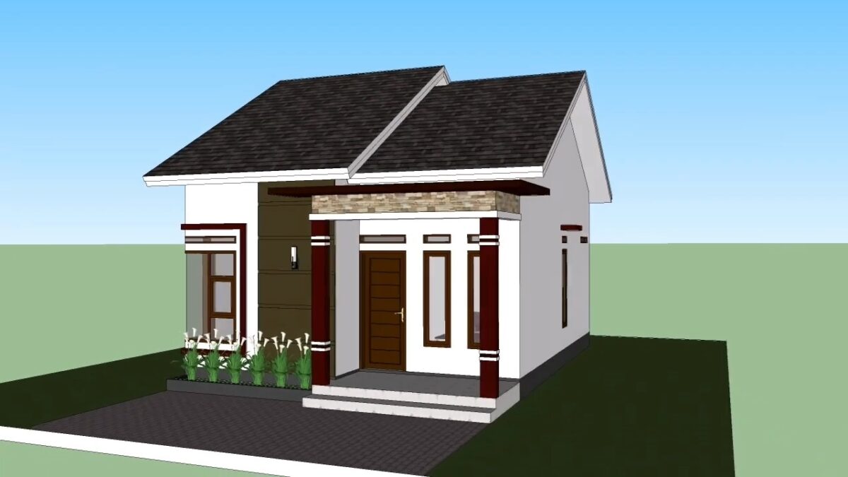 Small House Plan 6x8.5 Meter Home Design 20x28 Feet 2 Beds 1 bath PDF Full Plan Layout