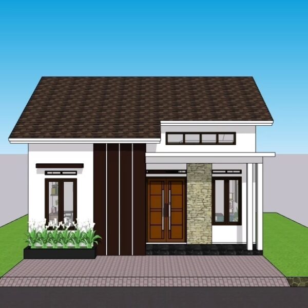 Small House Plan 7x7.5 Meter Home Design 23x25 Feet 2 Beds 1 Bath 52sqm PDF Full Plan layout