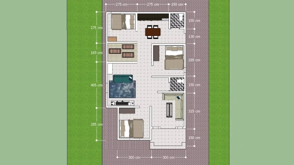Small House Plans 7x12 Meter Home Design 23x39 Feet 3 Beds 1 bath PDF Full Plan