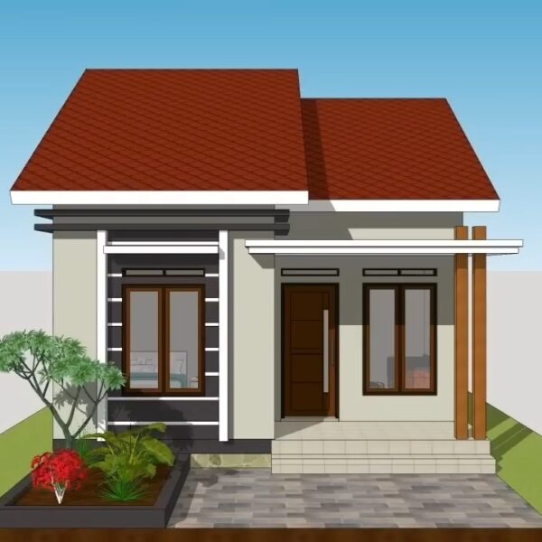 Small Modern House 6x8 Meter Home Design 20x26 Feet 2 Beds 1 bath PDF Full Plan
