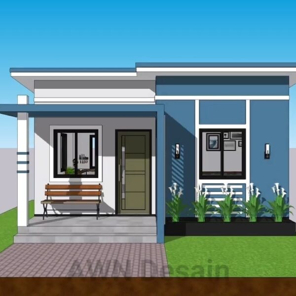 Small Simple House 20x17 Feet Home Design 6x5 Meter 1 Bed 1 bath PDF Full Plan