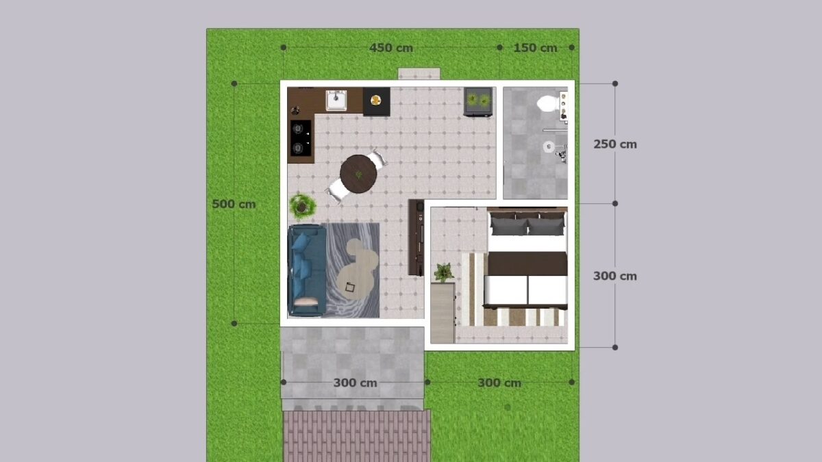 Small Simple House 20x17 Feet Home Design 6x5 Meter 2 Beds 1 bath PDF Full Plan layout