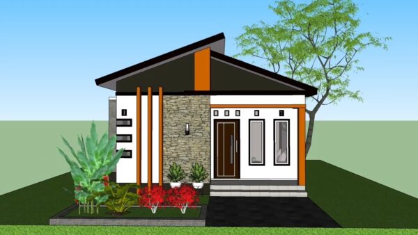 Small Simple House 23x23 Feet Home Design 7x7 Meter 2 Beds 1 bath PDF Full Plan