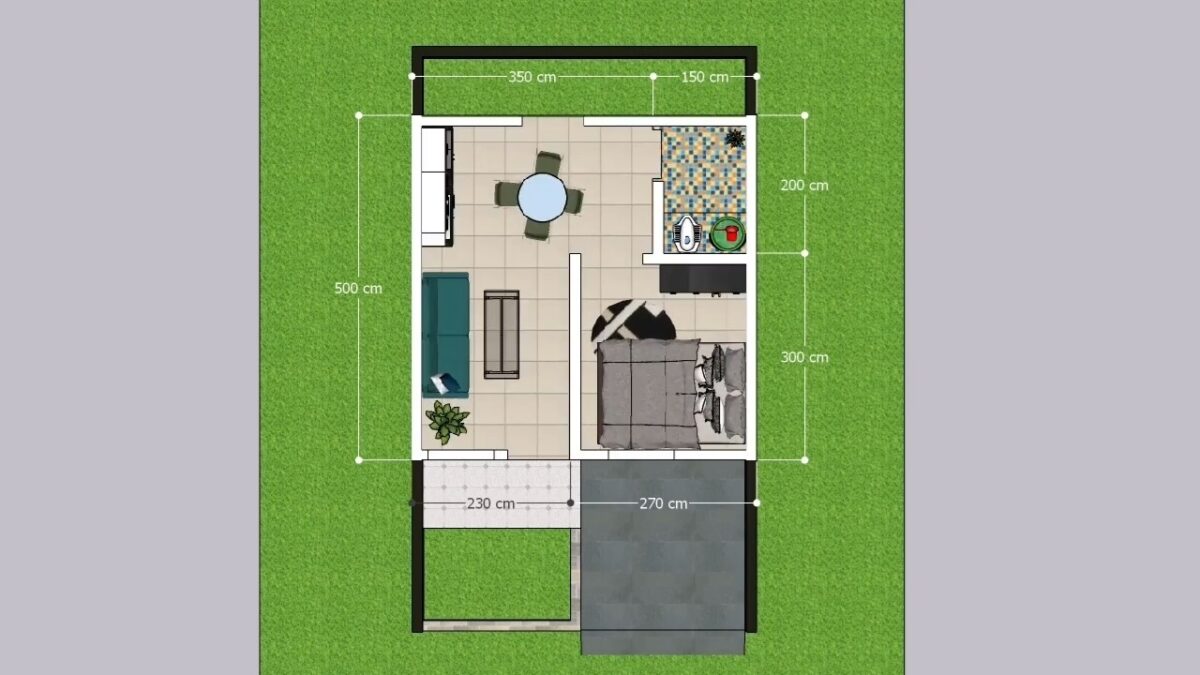 Small Simple House 5x5 Meter Home Plan 17x17 Feet 1 Bed 25 sqm PDF Full Plan