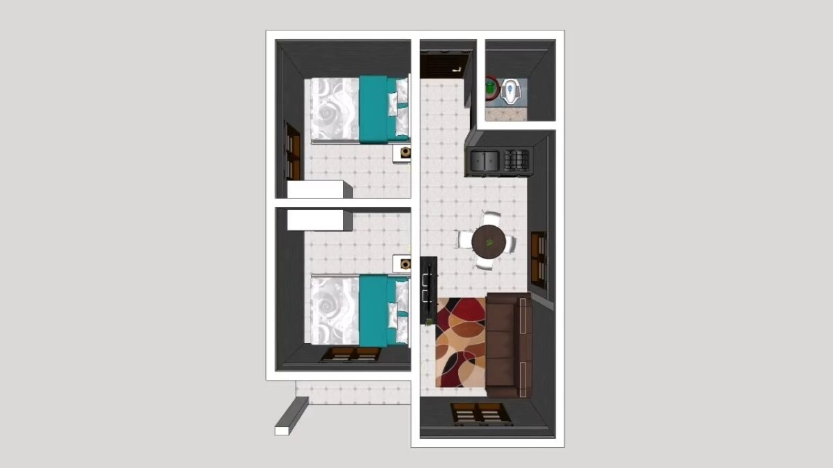 Small Simple House 5x7 Meter Home Plan 17x23 Feet 2 Beds 1 bath 35 sqm PDF Full Plan 3