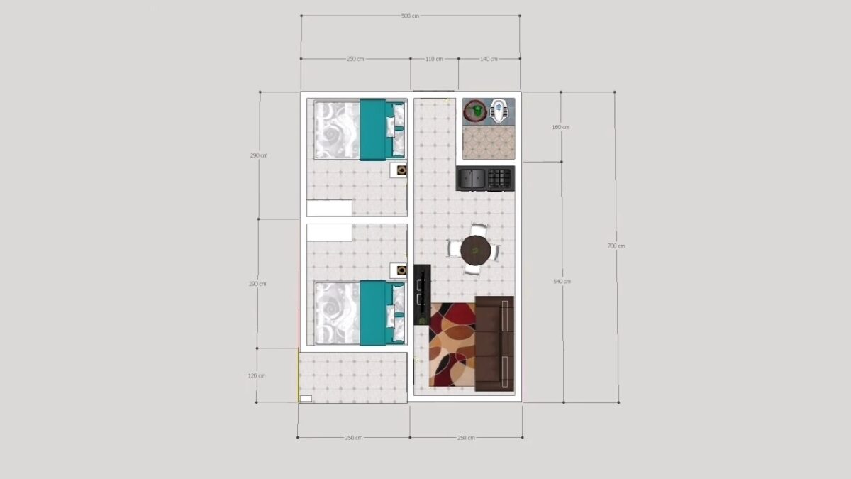 Small Simple House 5x7 Meter Home Plan 17x23 Feet 2 Beds 1 bath 35 sqm PDF Full Plan