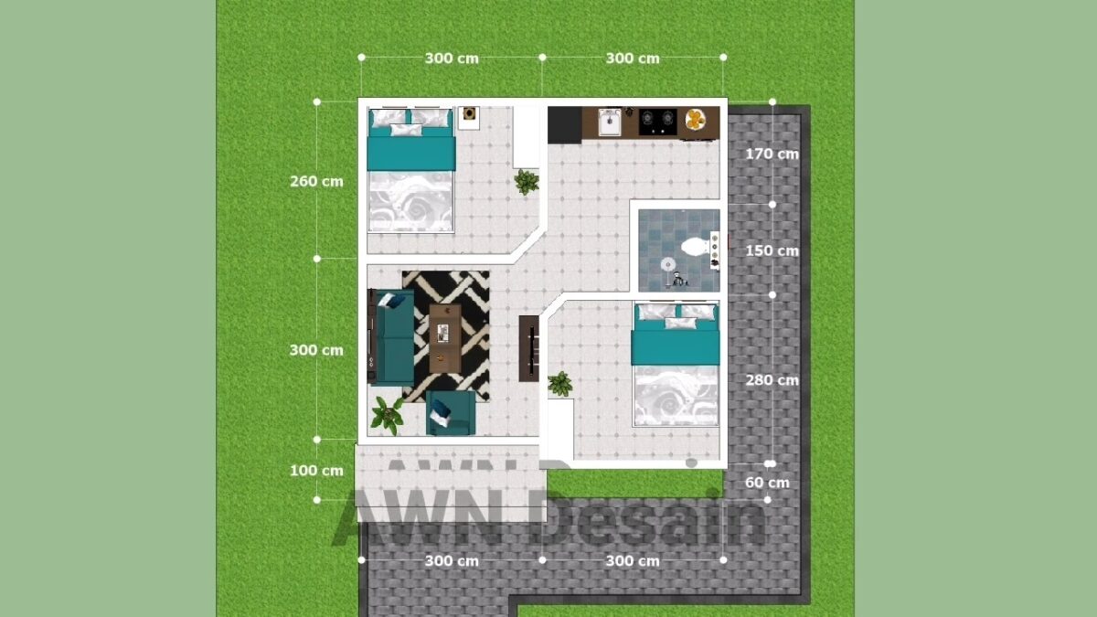 Small Simple House 6x6 Meter Home Plan 20x20 Feet 2 Beds 1 bath 36sqm PDF Full Plan layout