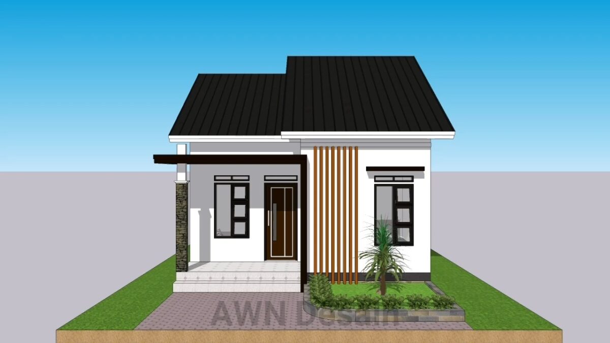 Small Simple House 6x8 Meter Home Design 20x26 Feet 2 Beds 1 bath PDF Full Plan