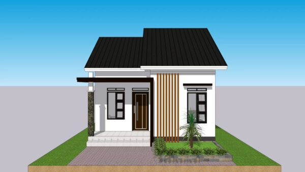 Small Simple House 6x8 Meter Home Design 20x26 Feet 2 Beds 1 bath PDF Full Plan 3